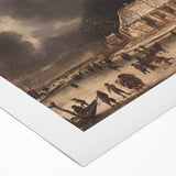 Moody Art Prints - Winter Village Scene with Dramatic Skies