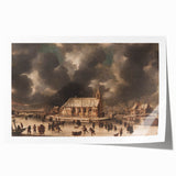 Moody Art Prints - Winter Village Scene with Dramatic Skies