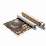 Moody Art Prints - Winter Village Scene with Dramatic Skies