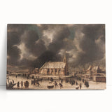 Moody Art Prints - Winter Village Scene with Dramatic Skies