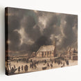 Moody Art Prints - Winter Village Scene with Dramatic Skies