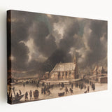 Moody Art Prints - Winter Village Scene with Dramatic Skies