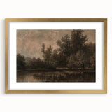 Moody Interior Art - Tranquil Forest Landscape with Water Reflection
