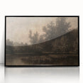 Moody Interior Art - Tranquil Forest Landscape with Water Reflection