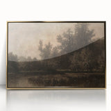 Moody Interior Art - Tranquil Forest Landscape with Water Reflection