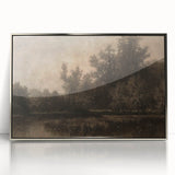 Moody Interior Art - Tranquil Forest Landscape with Water Reflection