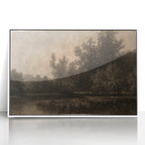 Moody Interior Art - Tranquil Forest Landscape with Water Reflection