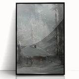 Dark Moody Wall Art - Enigmatic Cabin in Winter - Moody Art Prints