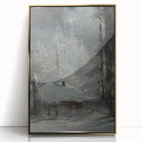 Dark Moody Wall Art - Enigmatic Cabin in Winter - Moody Art Prints
