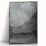 Dark Moody Wall Art - Enigmatic Cabin in Winter - Moody Art Prints