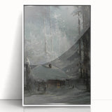 Dark Moody Wall Art - Enigmatic Cabin in Winter - Moody Art Prints