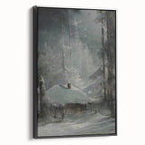 Dark Moody Wall Art - Enigmatic Cabin in Winter - Moody Art Prints