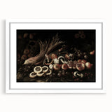 Dark Art Decor - Moody Still Life with Fruits and Rustic Elegance