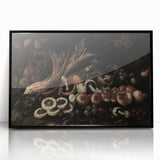 Dark Art Decor - Moody Still Life with Fruits and Rustic Elegance