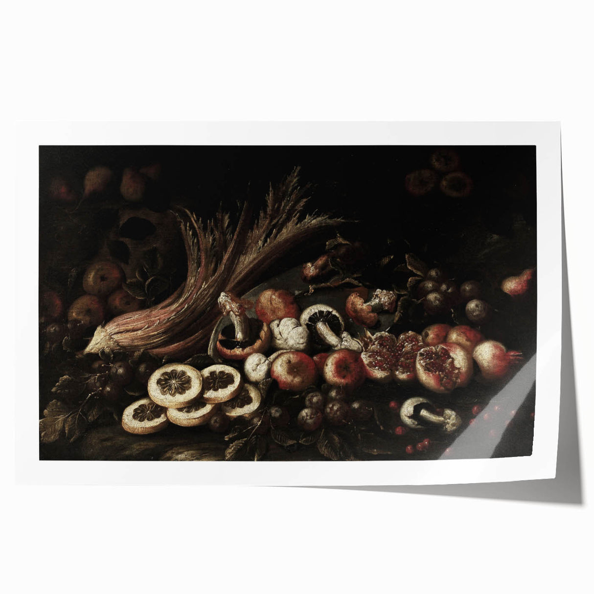 Dark Art Decor - Moody Still Life with Fruits and Rustic Elegance