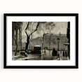 Dark Moody Wall Art - Snowy Urban Street Scene with Vintage Charm