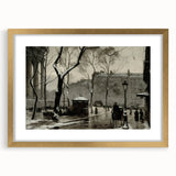 Dark Moody Wall Art - Snowy Urban Street Scene with Vintage Charm