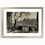 Dark Moody Wall Art - Snowy Urban Street Scene with Vintage Charm