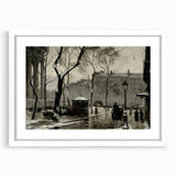 Dark Moody Wall Art - Snowy Urban Street Scene with Vintage Charm