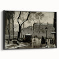 Dark Moody Wall Art - Snowy Urban Street Scene with Vintage Charm