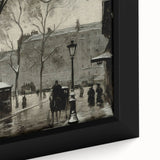 Dark Moody Wall Art - Snowy Urban Street Scene with Vintage Charm
