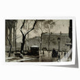 Dark Moody Wall Art - Snowy Urban Street Scene with Vintage Charm