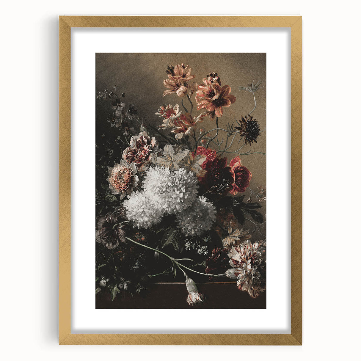 Dark Moody Wall Art - Dramatic Floral Arrangement for Elegant Interiors
