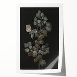 Dark Moody Wall Art - Intricate Botanical with Insects for Elegant Decor