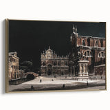 Moody Venetian Nightscape Wall Art - Dark Cityscape for Interior Decor