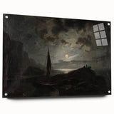 Dark Moody Seascape Wall Art - Atmospheric Nighttime Coastal Decor
