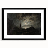 Dark Moody Seascape Wall Art - Atmospheric Nighttime Coastal Decor