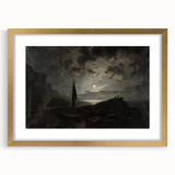 Dark Moody Seascape Wall Art - Atmospheric Nighttime Coastal Decor