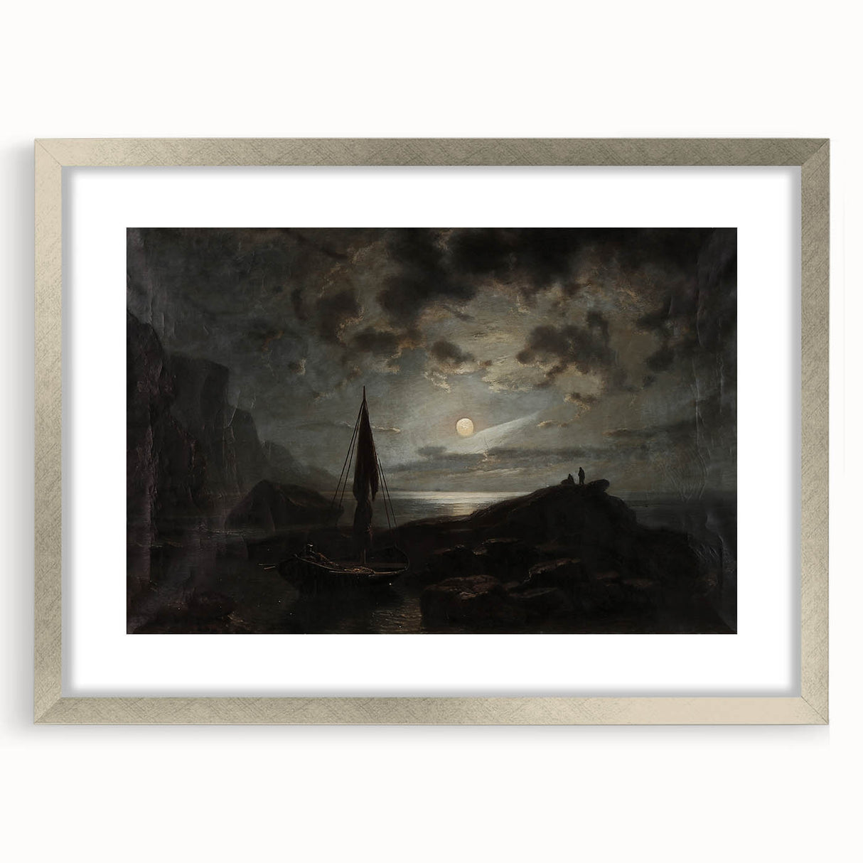Dark Moody Seascape Wall Art - Atmospheric Nighttime Coastal Decor
