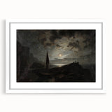 Dark Moody Seascape Wall Art - Atmospheric Nighttime Coastal Decor