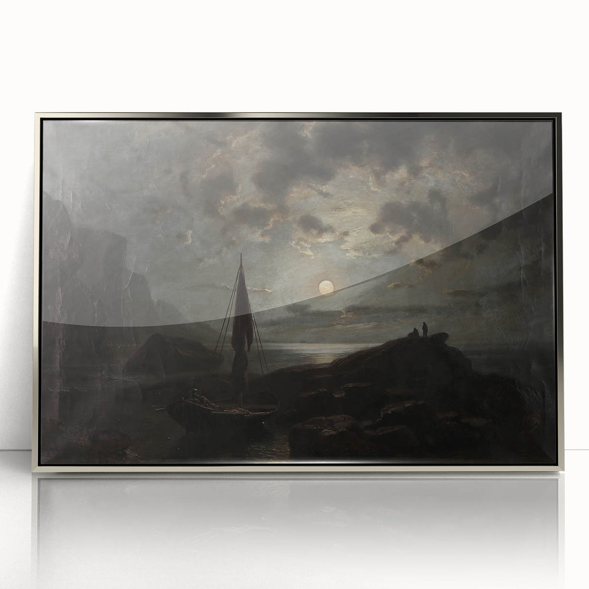 Dark Moody Seascape Wall Art - Atmospheric Nighttime Coastal Decor
