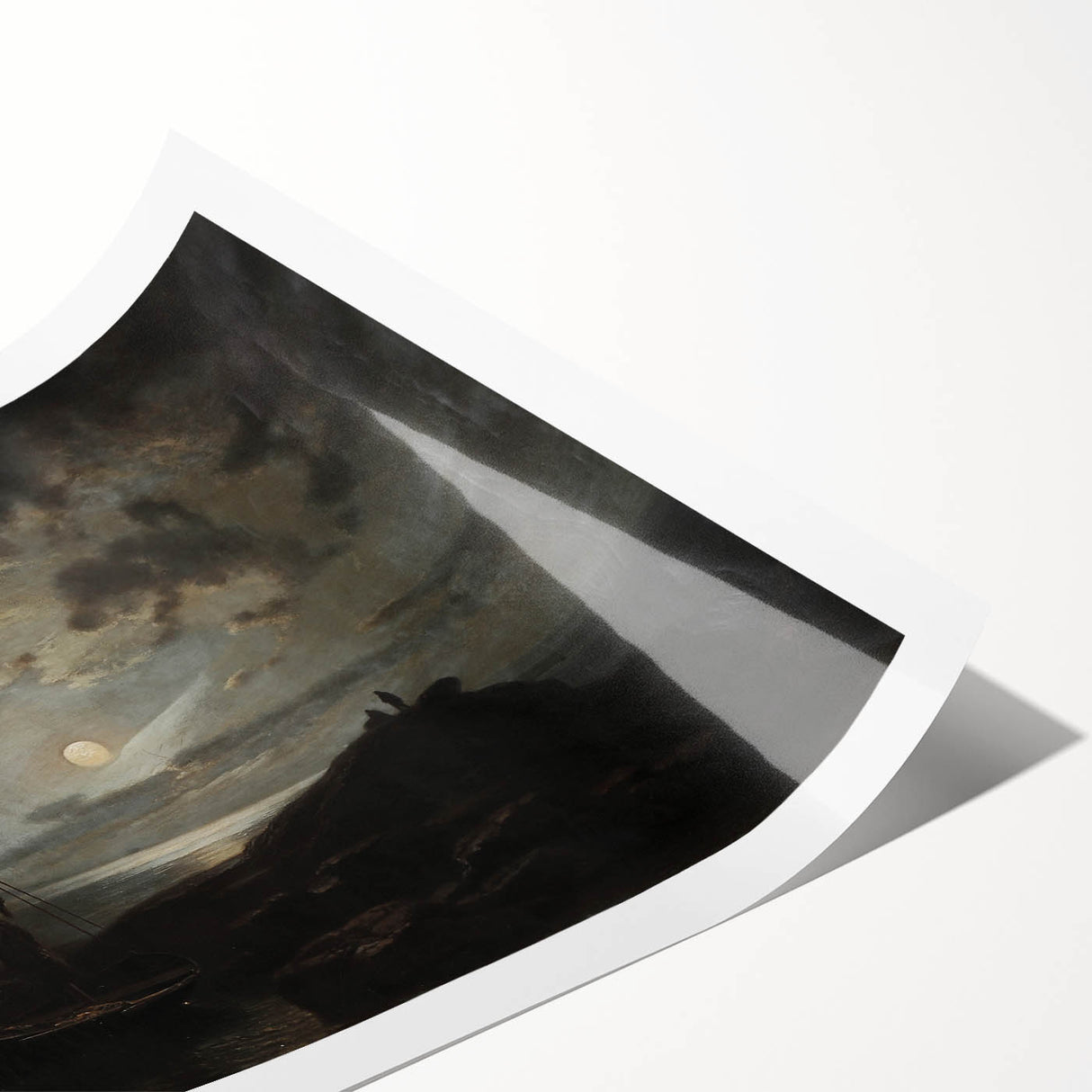 Dark Moody Seascape Wall Art - Atmospheric Nighttime Coastal Decor