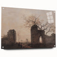 Dark Art Decor - Timeless Ruins and Bare Tree Scene for Moody Interiors