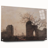 Dark Art Decor - Timeless Ruins and Bare Tree Scene for Moody Interiors