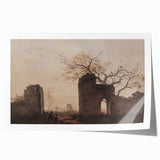 Dark Art Decor - Timeless Ruins and Bare Tree Scene for Moody Interiors