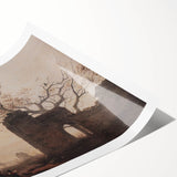 Dark Art Decor - Timeless Ruins and Bare Tree Scene for Moody Interiors