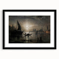 Dark Moody Venice Night Art - Atmospheric Gondola Scene for Interiors