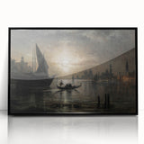 Dark Moody Venice Night Art - Atmospheric Gondola Scene for Interiors