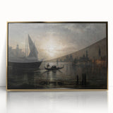 Dark Moody Venice Night Art - Atmospheric Gondola Scene for Interiors