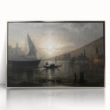 Dark Moody Venice Night Art - Atmospheric Gondola Scene for Interiors