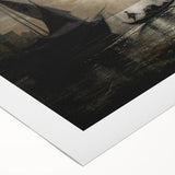 Dark Moody Venice Night Art - Atmospheric Gondola Scene for Interiors