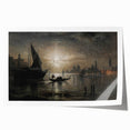 Dark Moody Venice Night Art - Atmospheric Gondola Scene for Interiors