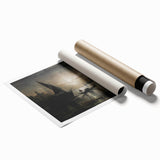 Dark Moody Venice Night Art - Atmospheric Gondola Scene for Interiors