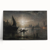 Dark Moody Venice Night Art - Atmospheric Gondola Scene for Interiors