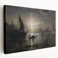 Dark Moody Venice Night Art - Atmospheric Gondola Scene for Interiors