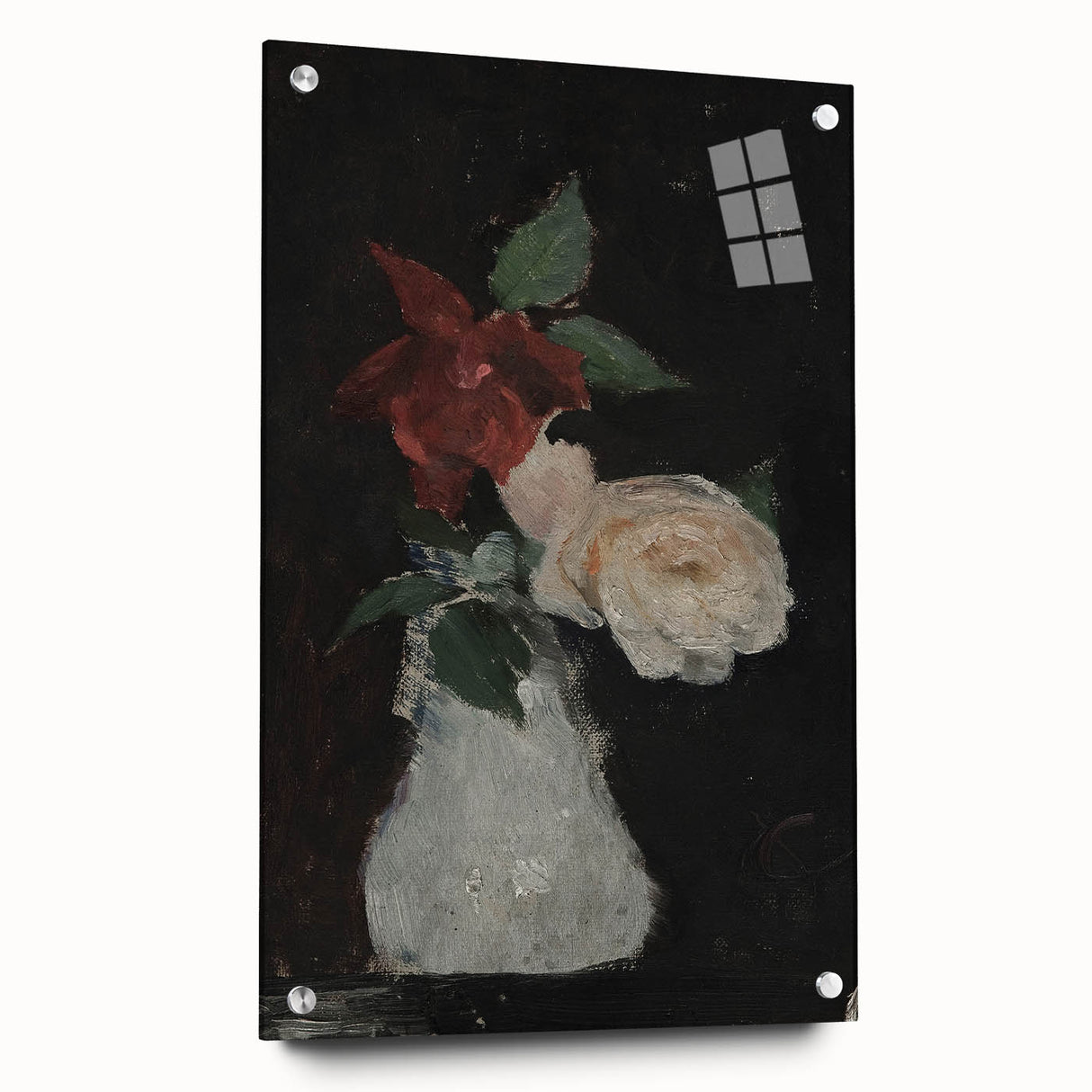 Dark Moody Wall Art - Minimalist Floral Vase for Elegant Home Decor